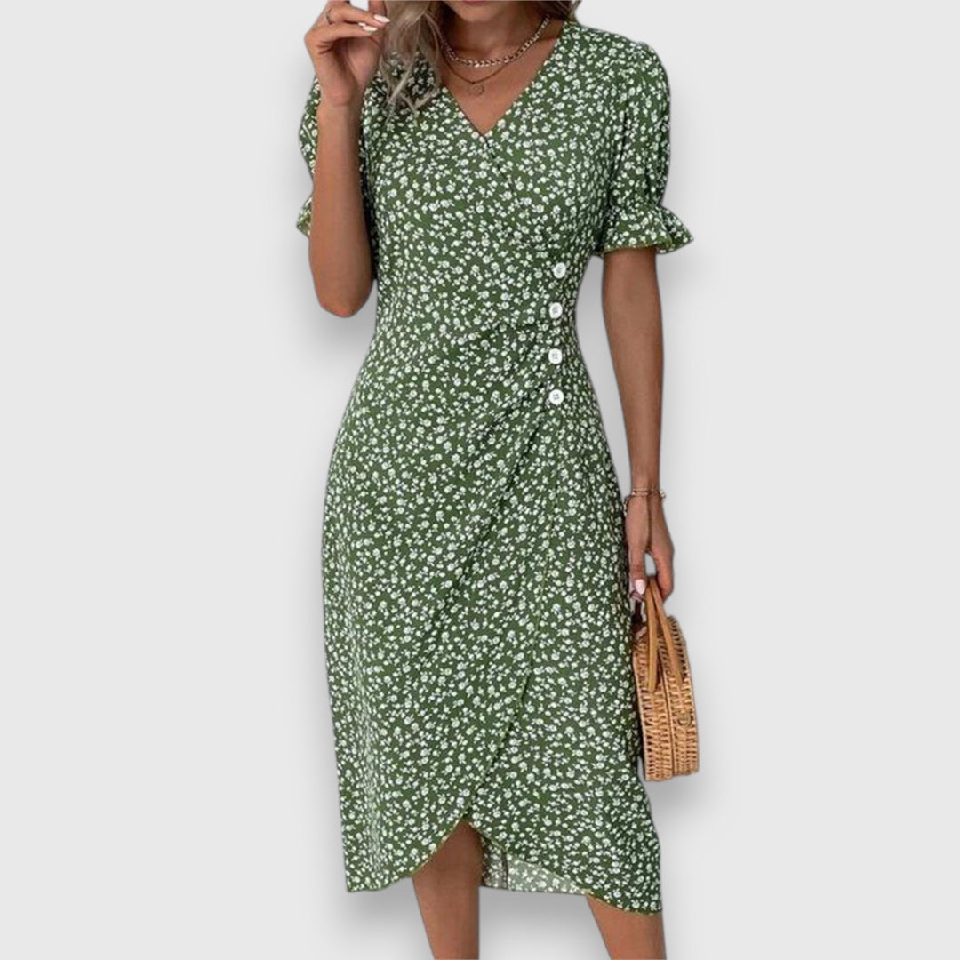 Tessina | Women's Floral Puff-Sleeve Dress with Flattering Silhouette