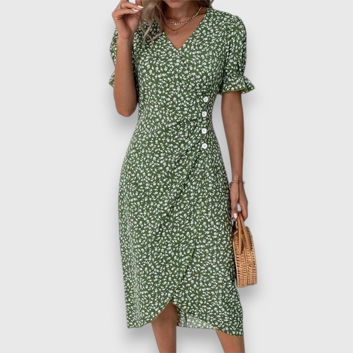Tessina | Women's Floral Puff-Sleeve Dress with Flattering Silhouette