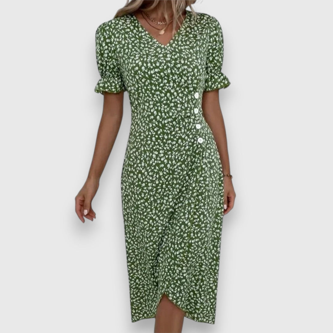Tessina | Women's Floral Puff-Sleeve Dress with Flattering Silhouette