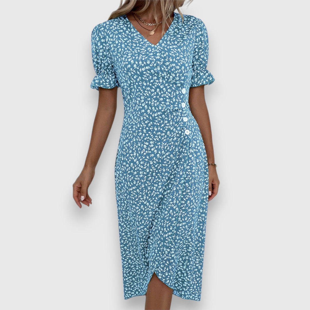 Tessina | Women's Floral Puff-Sleeve Dress with Flattering Silhouette