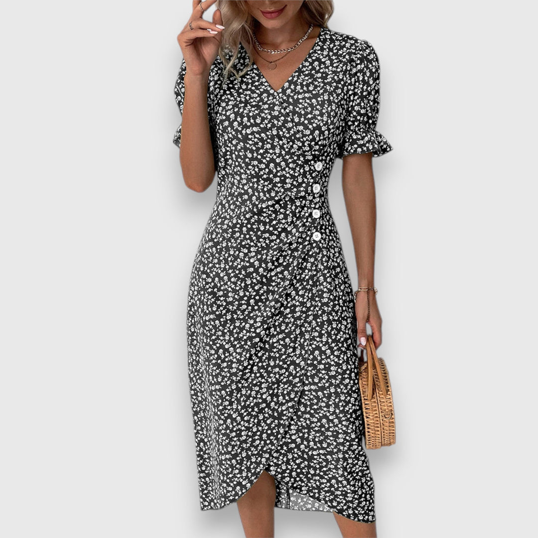 Tessina | Women's Floral Puff-Sleeve Dress with Flattering Silhouette