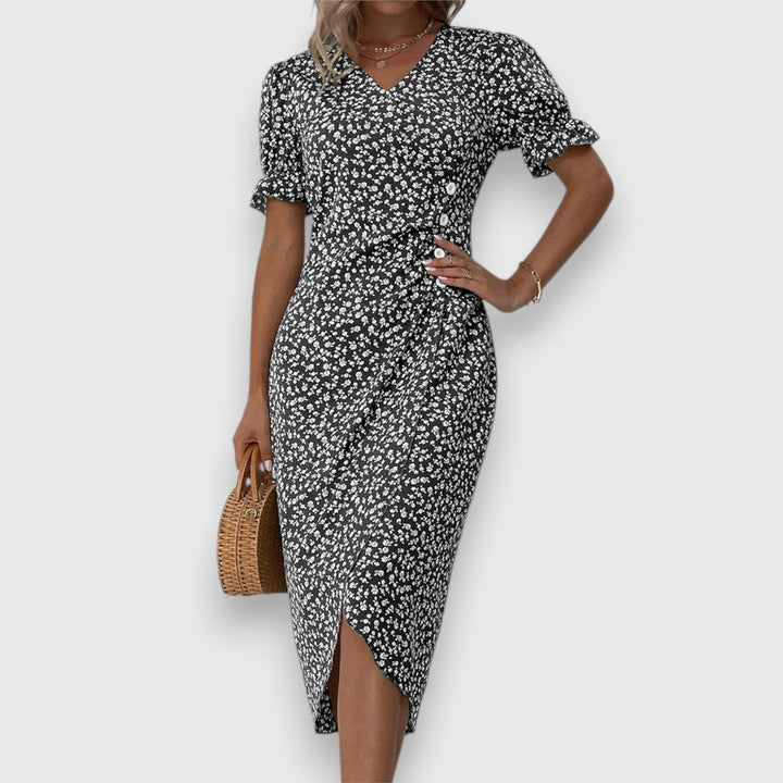 Tessina | Women's Floral Puff-Sleeve Dress with Flattering Silhouette