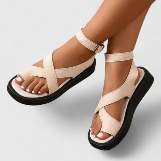 Lalaine | Women's Elegant Flat Sandals with Adjustable Straps and Padded Footbed