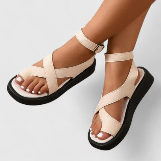 Lalaine | Women's Elegant Flat Sandals with Adjustable Straps and Padded Footbed