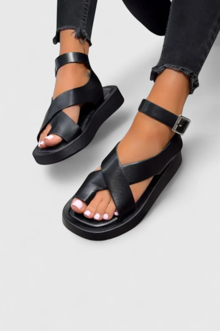 Lalaine | Women's Elegant Flat Sandals with Adjustable Straps and Padded Footbed