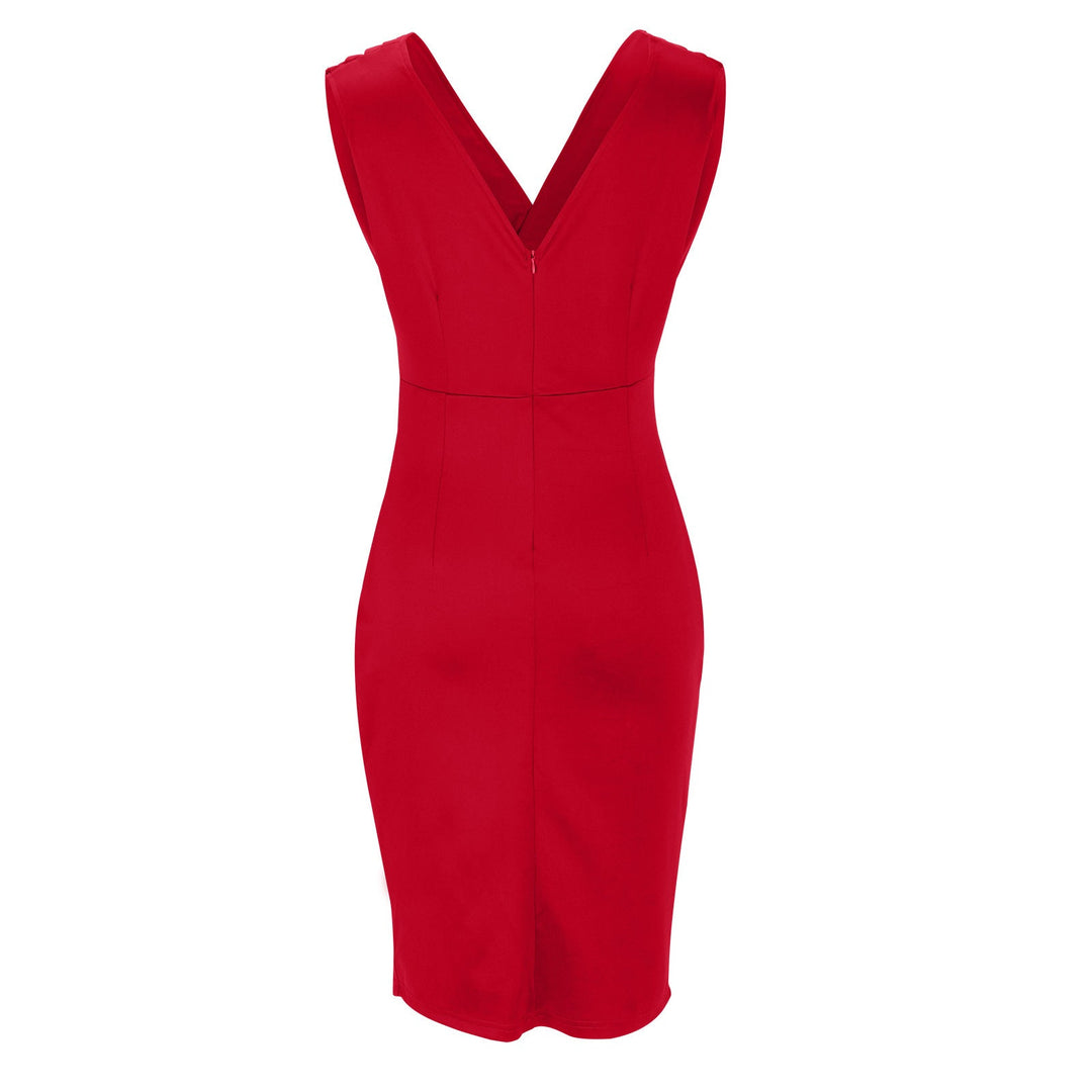Lavenza | Women's Fitted V-Neck Dress with Side Slit for Special Occasions