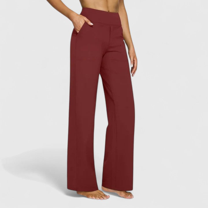 Hilary | Women's Pull-On Wide-Waistband Pants with Deep Side Pockets
