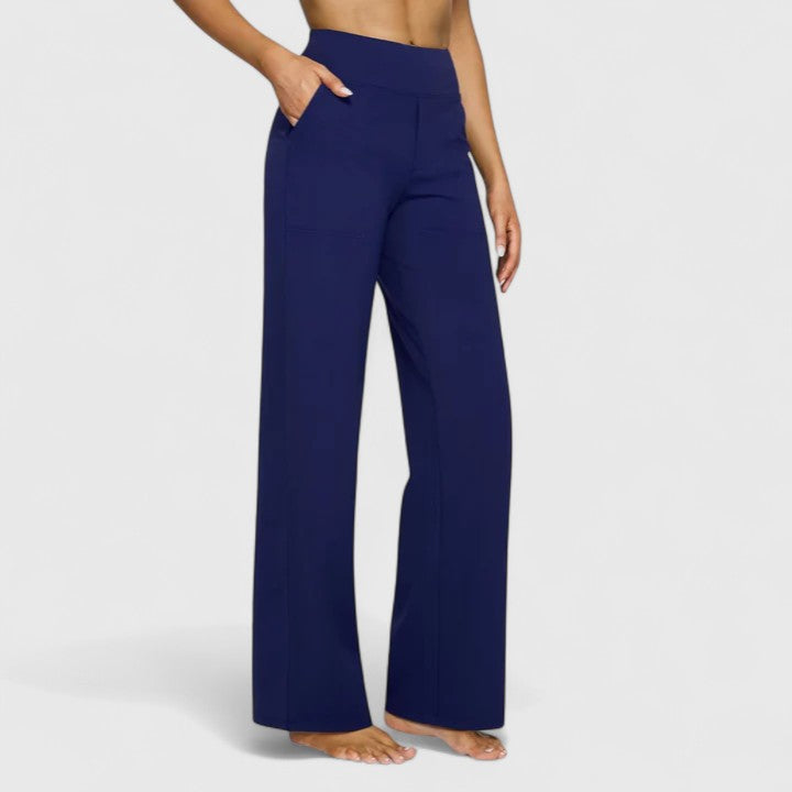 Hilary | Women's Pull-On Wide-Waistband Pants with Deep Side Pockets