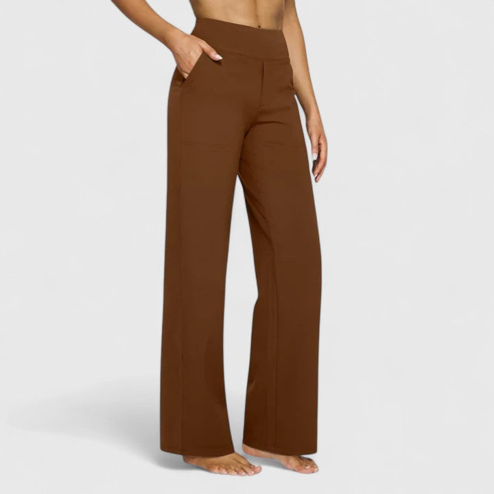 Hilary | Women's Pull-On Wide-Waistband Pants with Deep Side Pockets