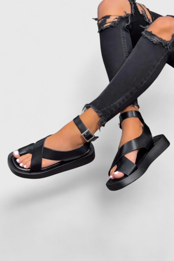 Lalaine | Women's Elegant Flat Sandals with Adjustable Straps and Padded Footbed
