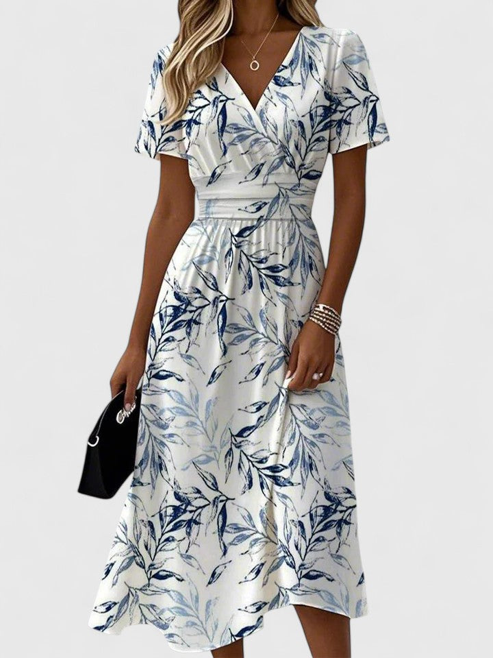 Yelissia | Women's V-Neck Elegant Dress with Flowing Lightweight Silhouette