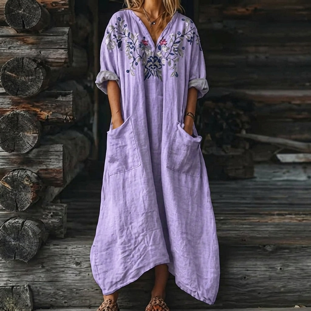 Evelyn | Women's Bohemian Paisley Maxi Fall Wedding Guest Dress