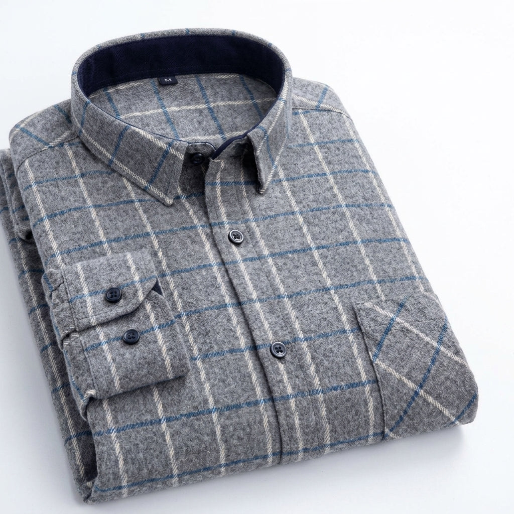 Matthew | Men's Plaid Long-Sleeve Button-Down Shirt