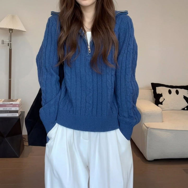 Penelope | Women's Cable-Knit Quarter-Zip Pullover Sweater