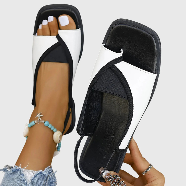 Mady | Women's Slip-On Orthopedic Sandals with Flat Sole and Square Toe