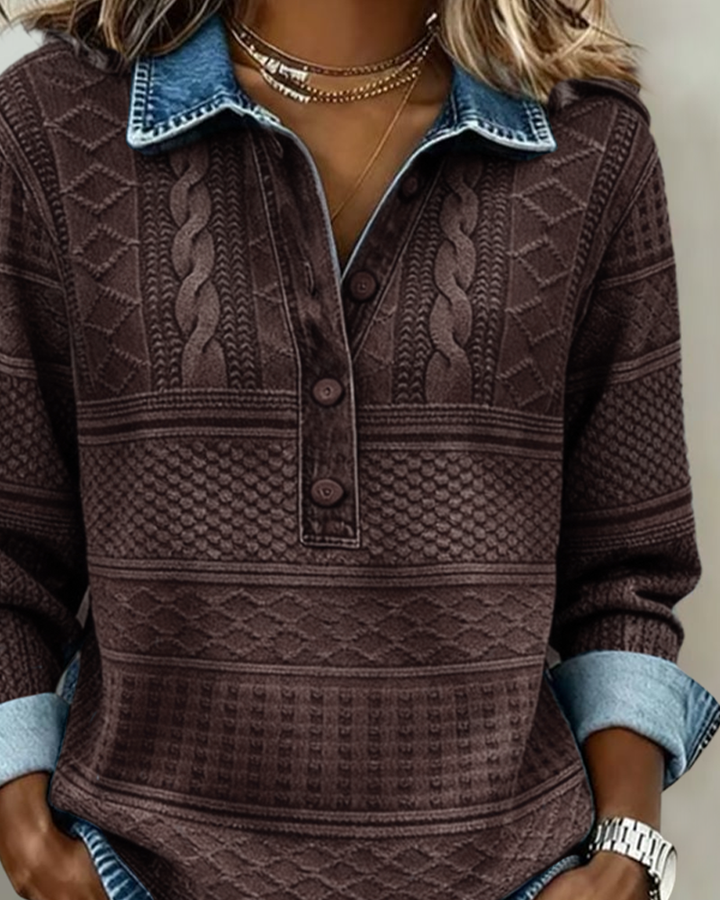 Orissa | Trendy Sweatshirt with Half Button and Collar