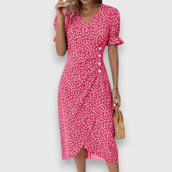 Tessina | Women's Floral Puff-Sleeve Dress with Flattering Silhouette