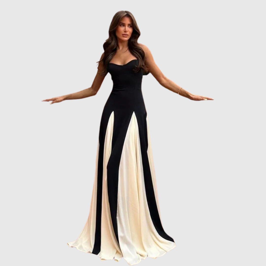 Alwen | Women's Fitted Sweetheart Neckline Maxi Dress with Flared Skirt