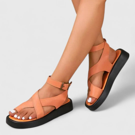 Lalaine | Women's Elegant Flat Sandals with Adjustable Straps and Padded Footbed