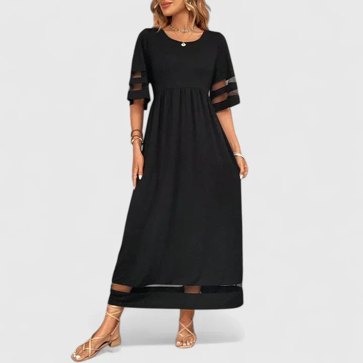 Delymarina | Women's Elegant Empire-Waist Midi Dress with Flowing Skirt