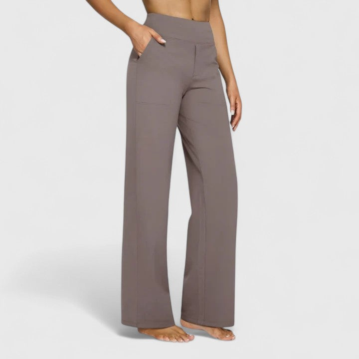 Hilary | Women's Pull-On Wide-Waistband Pants with Deep Side Pockets