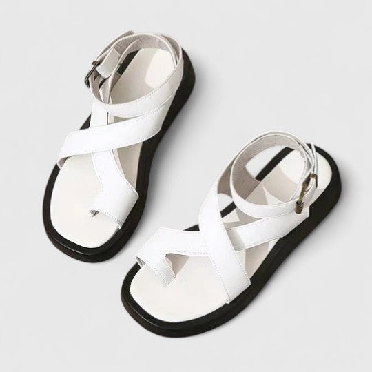 Lalaine | Women's Elegant Flat Sandals with Adjustable Straps and Padded Footbed