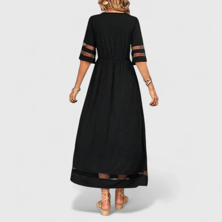 Delymarina | Women's Elegant Empire-Waist Midi Dress with Flowing Skirt