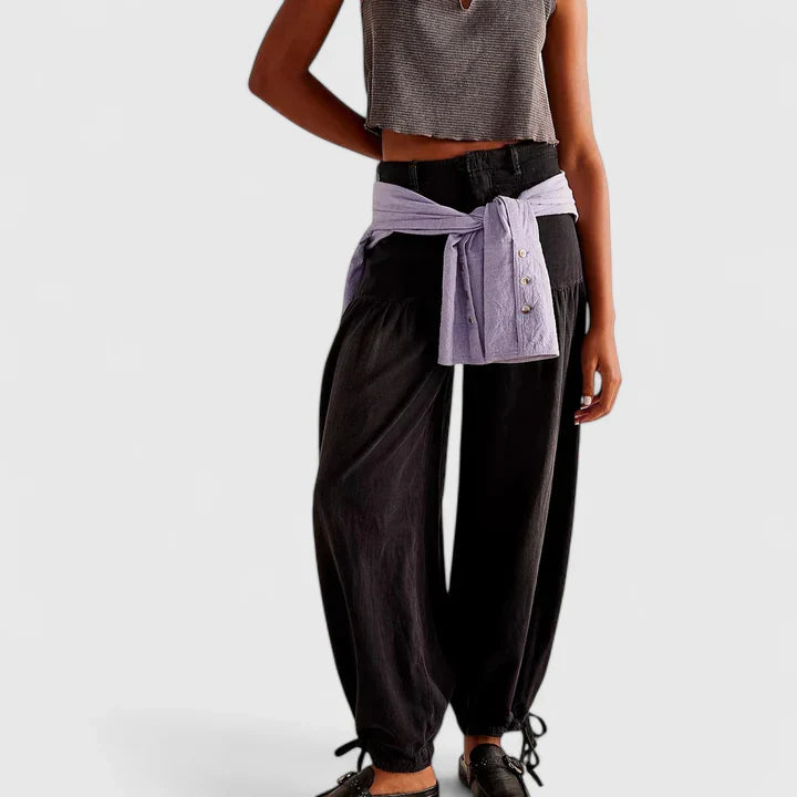 Lani | Women's Wide-Leg Loose-Fit Pants with Double Pleated Pockets
