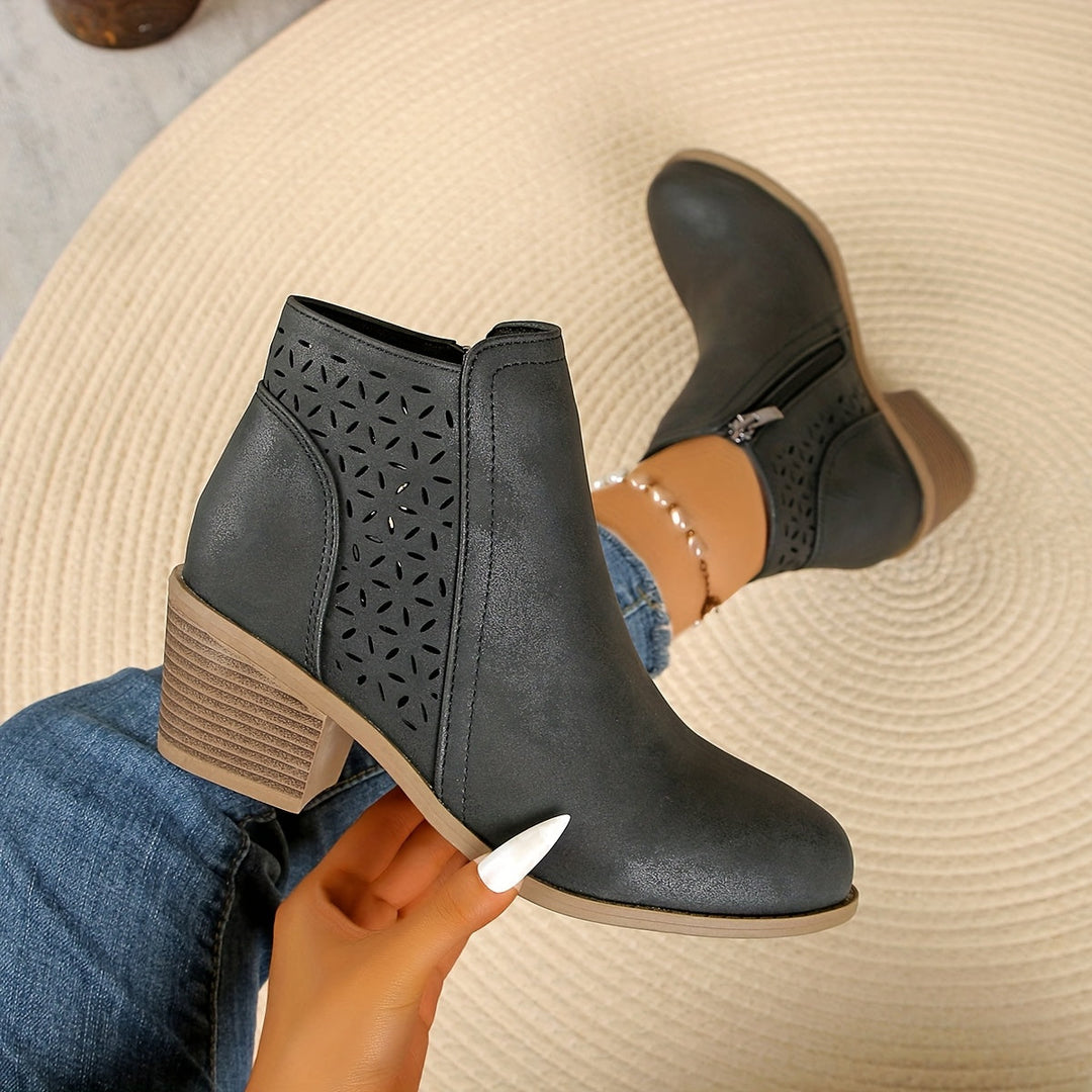 Talen | Women's Orthopedic Boots with Laser Cut Details and Non Slip Sole