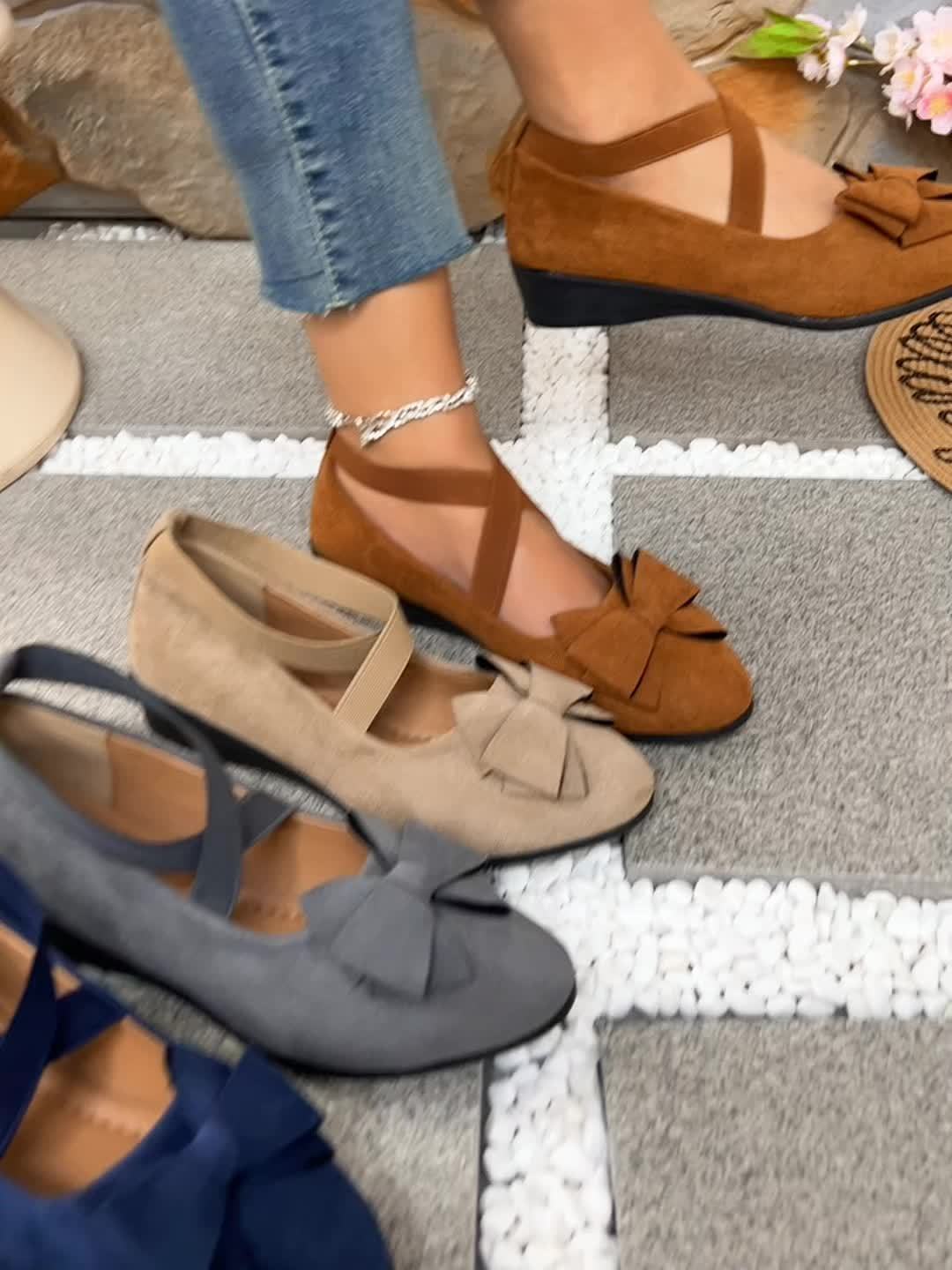 Krysa | Women's Crossed Elastic Band Flats with Wedge Sole and Soft Interior