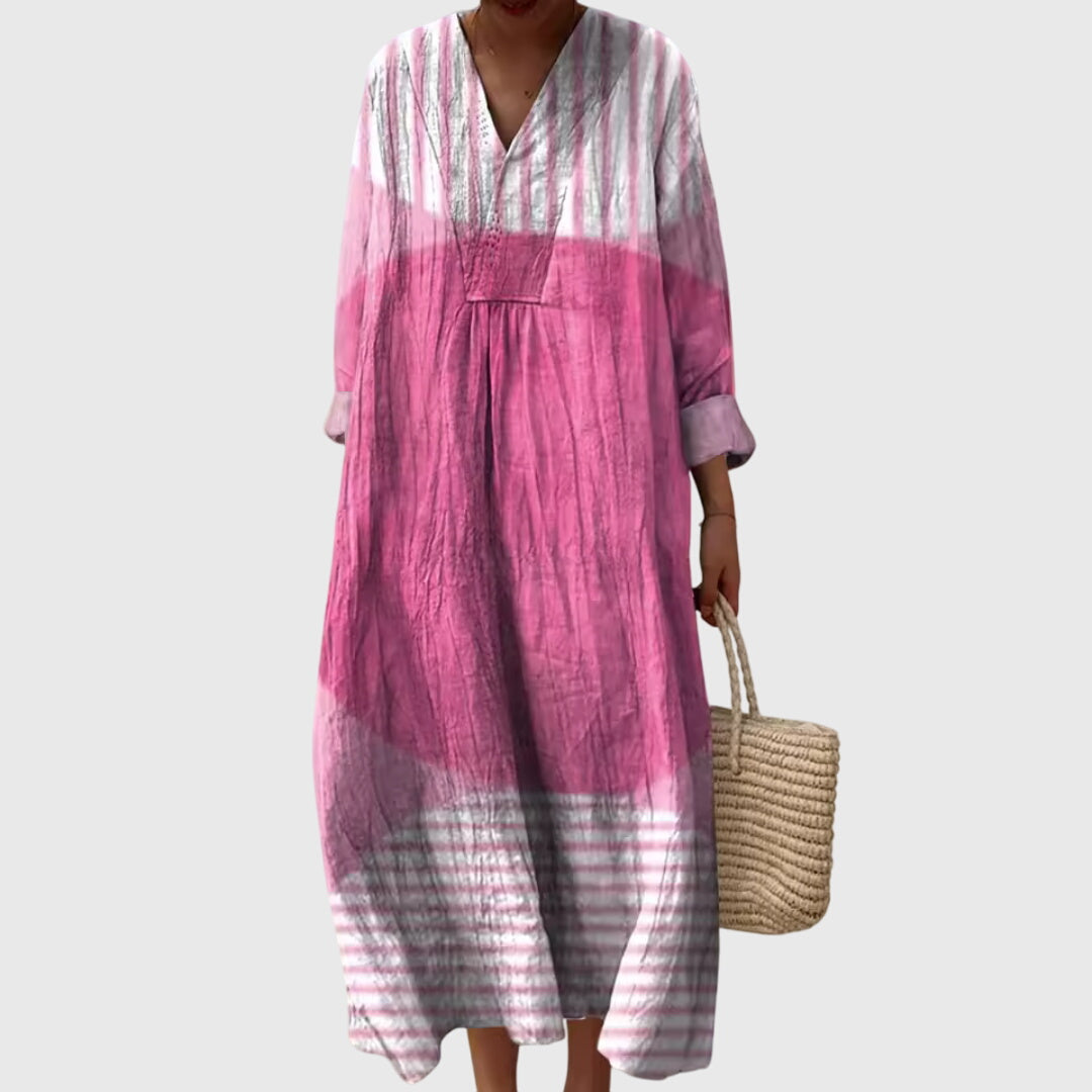 Stephanie | Women's Relaxed-Fit Geometric Print Dress with Fluid Cut