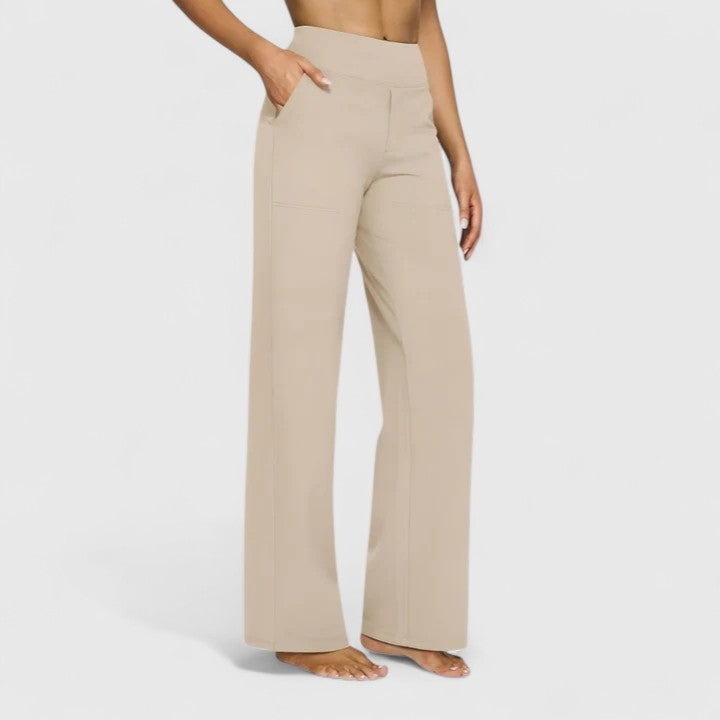 Hilary | Women's Pull-On Wide-Waistband Pants with Deep Side Pockets