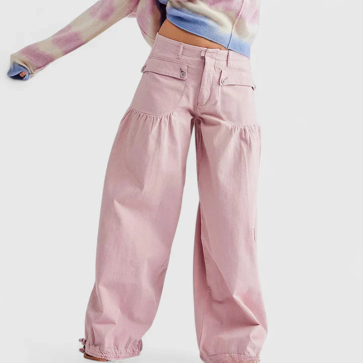 Lani | Women's Wide-Leg Loose-Fit Pants with Double Pleated Pockets