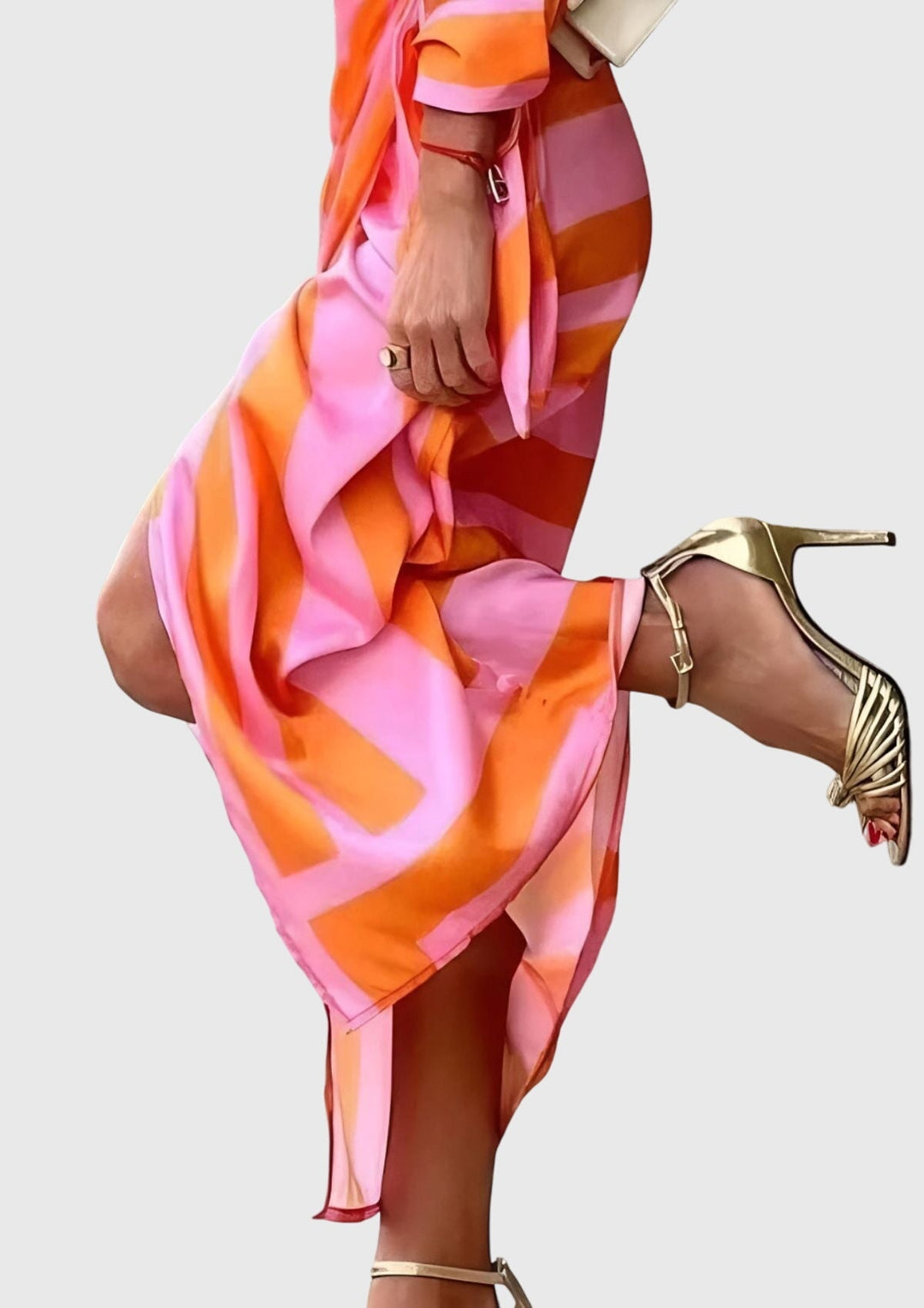 Everly | Women's Elegant Printed Wrap Dress With Collar and Adjustable Waist