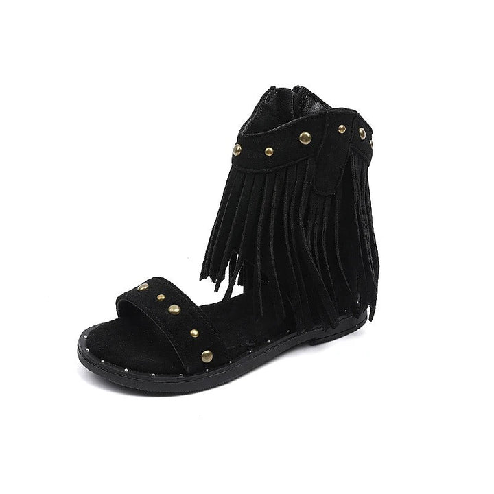 Giselina | Women's Elegant Fringe Heeled Sandals with Side Zipper