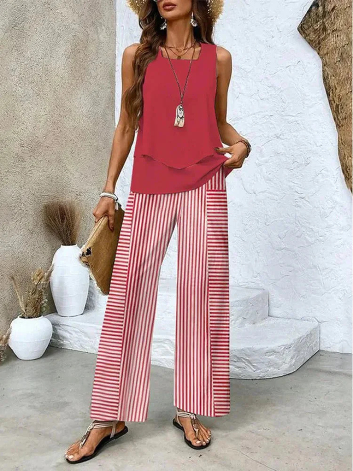 Ovelynra™ | Sleeveless Top And Wide-Leg Pants Set