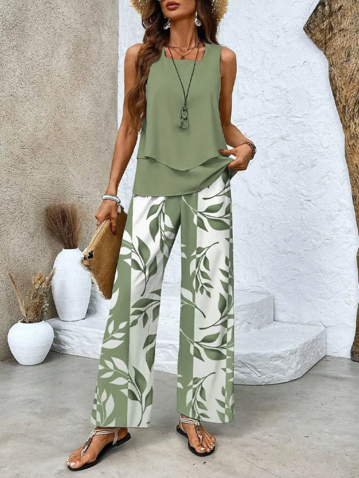 Ovelynra™ | Sleeveless Top And Wide-Leg Pants Set