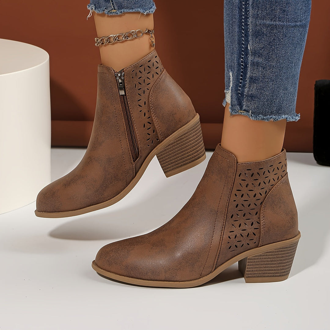 Talen | Women's Orthopedic Boots with Laser Cut Details and Non Slip Sole