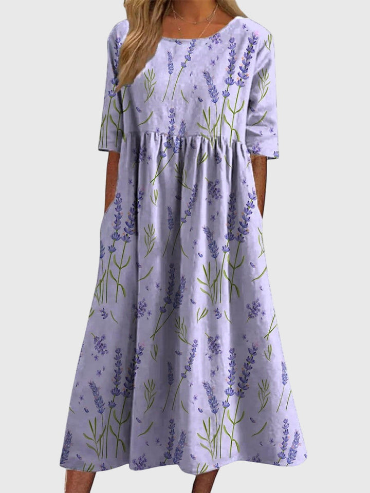 Djala | Women's Flowy Relaxed-Fit Dress with Delicate Embroidery