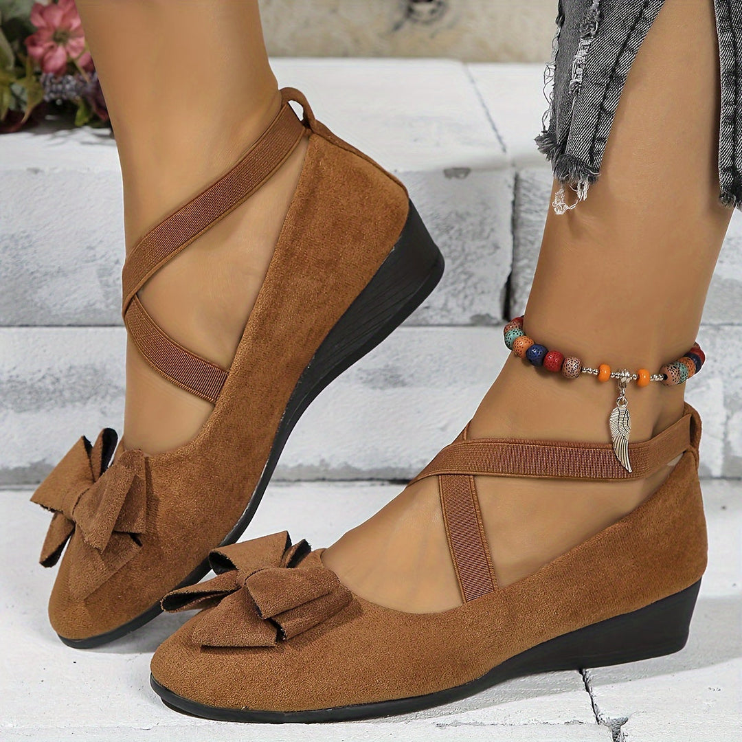 Krysa | Women's Crossed Elastic Band Flats with Wedge Sole and Soft Interior