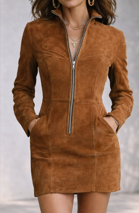 MILLIE – SUEDE ZIP DRESS