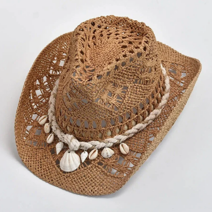 Aurelin | Women's Flexible-Brim Sun Hat with Shell Trim and Adjustable Ribbon