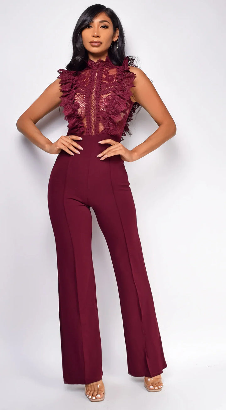 Vanna - Crochet Flared leg Jumpsuit