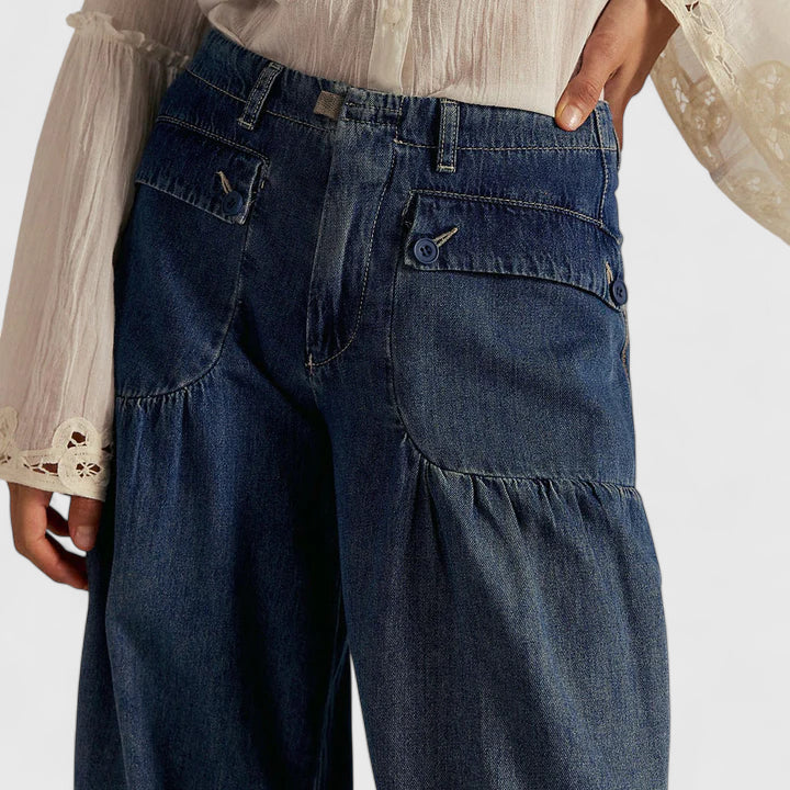 Lani | Women's Wide-Leg Loose-Fit Pants with Double Pleated Pockets