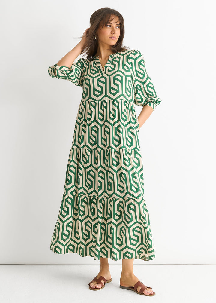 Green Long Sleeve Maxi Dress
