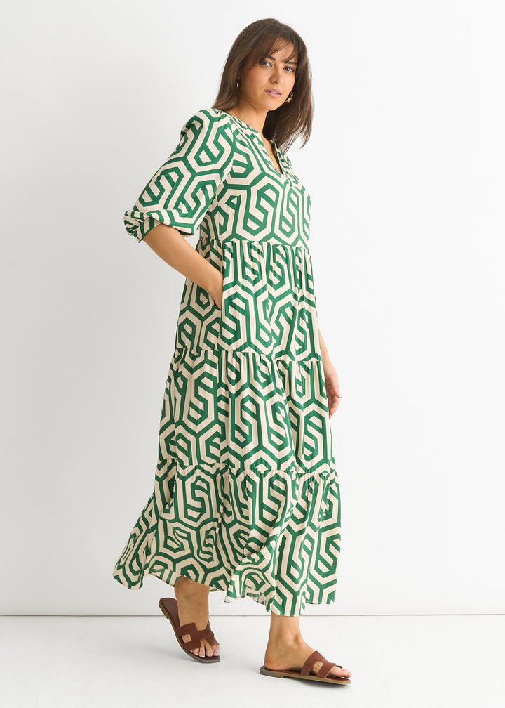 Green Long Sleeve Maxi Dress