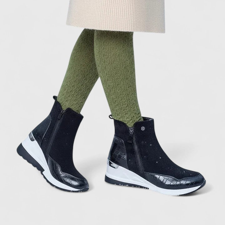 Maele | Women's Suede Ankle Boots with Zipper, Wedge Insole and Non Slip Sole
