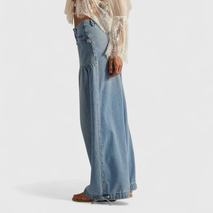 Lani | Women's Wide-Leg Loose-Fit Pants with Double Pleated Pockets