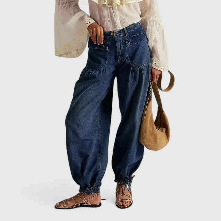 Lani | Women's Wide-Leg Loose-Fit Pants with Double Pleated Pockets