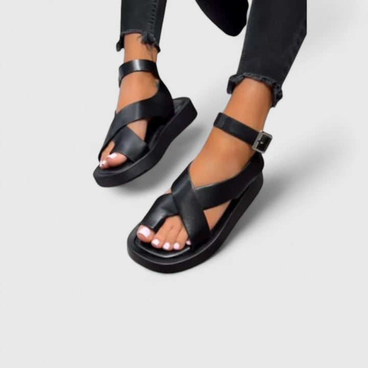 Lalaine | Women's Elegant Flat Sandals with Adjustable Straps and Padded Footbed